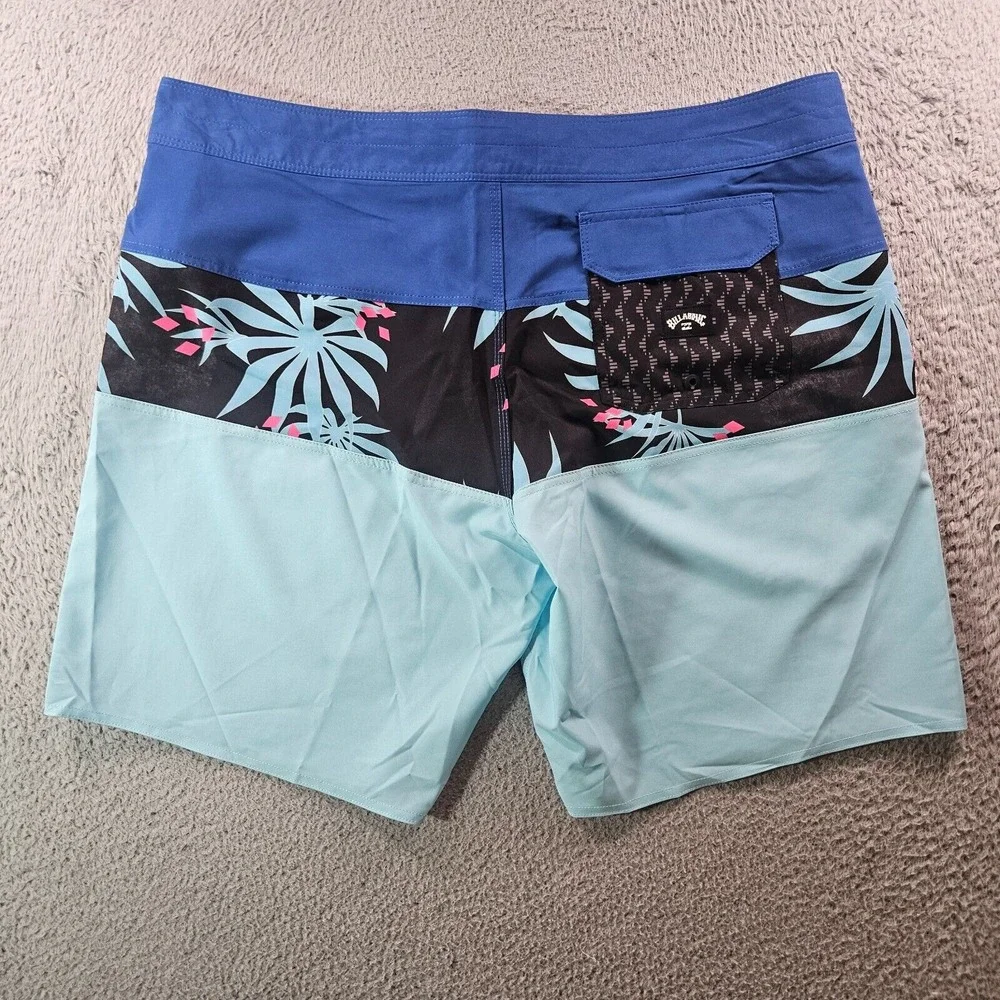 NWT Billabong Swim Trunks‎ Board Shorts Men's 40 - No Liner Palm Leaf Blue Black